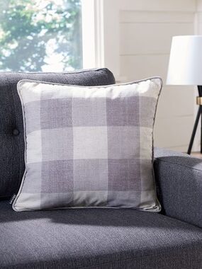 Safavieh Home Collection Fernla grey and white gingham accent pillow Cover Only